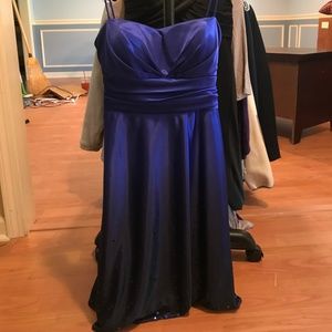 blue w reflective sequin & spaghetti strap dress